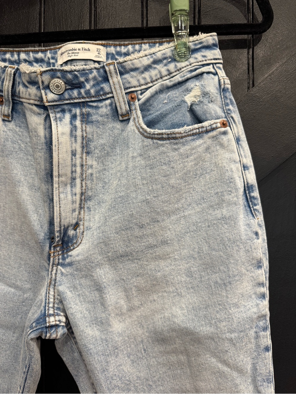 Abercrombie & Fitch Light Blue High-Rise Skinny Straight Jeans (Curve Love)